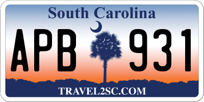 SC license plate APB931