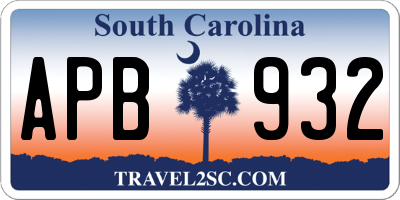 SC license plate APB932
