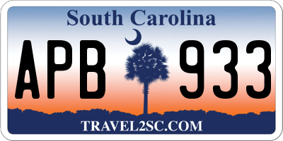 SC license plate APB933