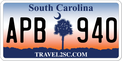 SC license plate APB940