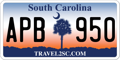 SC license plate APB950