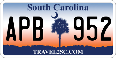 SC license plate APB952