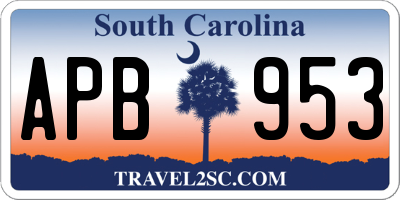 SC license plate APB953