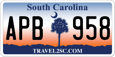 SC license plate APB958