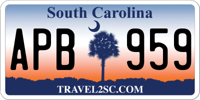 SC license plate APB959