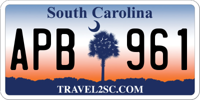 SC license plate APB961