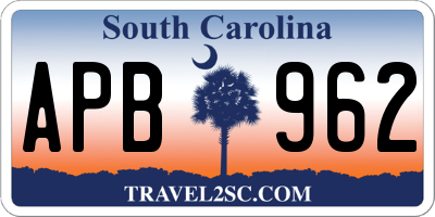 SC license plate APB962