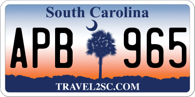 SC license plate APB965