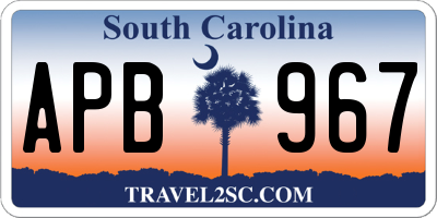SC license plate APB967