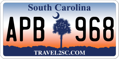 SC license plate APB968