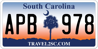SC license plate APB978