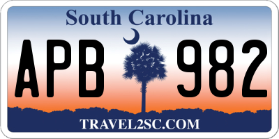 SC license plate APB982