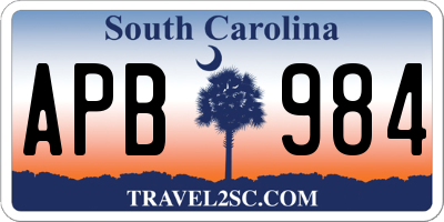 SC license plate APB984