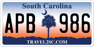 SC license plate APB986