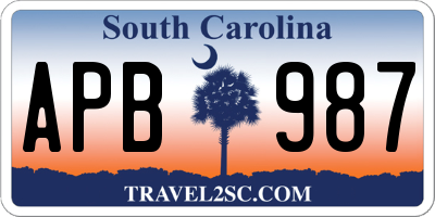 SC license plate APB987