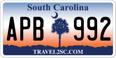 SC license plate APB992