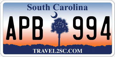 SC license plate APB994