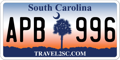 SC license plate APB996