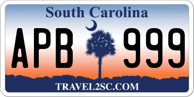 SC license plate APB999