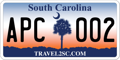 SC license plate APC002