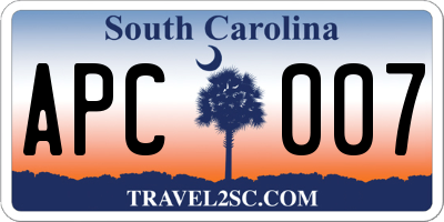 SC license plate APC007