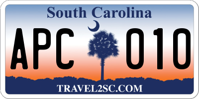SC license plate APC010