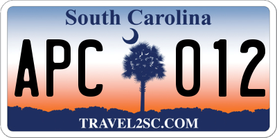 SC license plate APC012