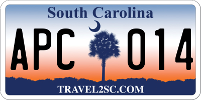SC license plate APC014
