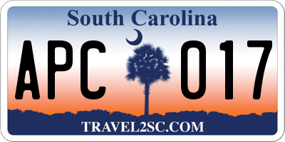 SC license plate APC017