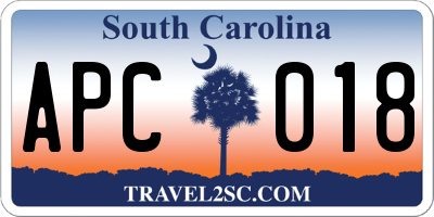 SC license plate APC018