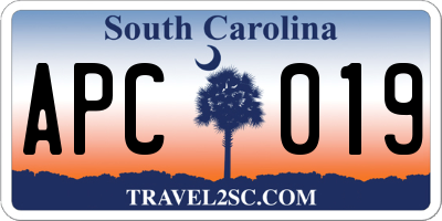 SC license plate APC019