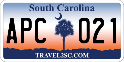 SC license plate APC021