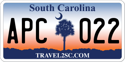 SC license plate APC022