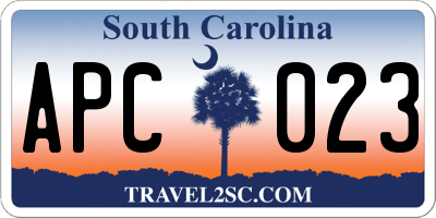 SC license plate APC023