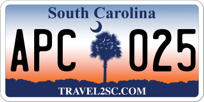 SC license plate APC025