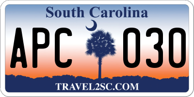 SC license plate APC030
