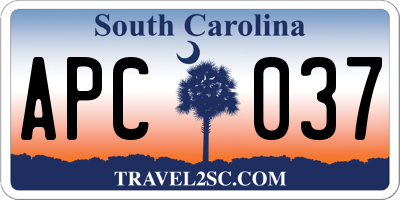 SC license plate APC037