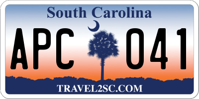 SC license plate APC041