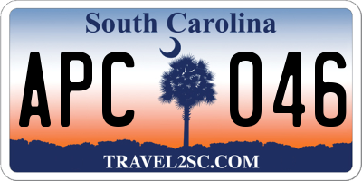 SC license plate APC046