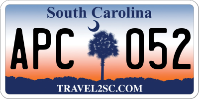 SC license plate APC052