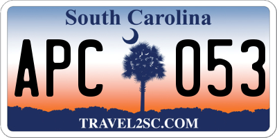 SC license plate APC053