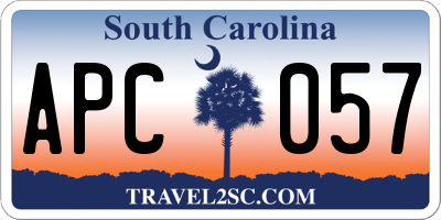 SC license plate APC057