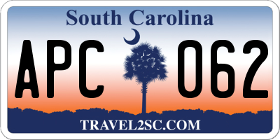 SC license plate APC062