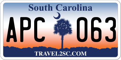 SC license plate APC063