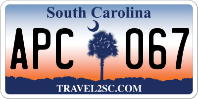 SC license plate APC067