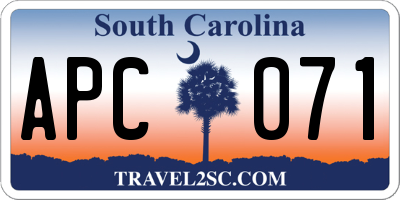 SC license plate APC071