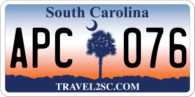 SC license plate APC076