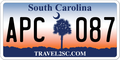 SC license plate APC087