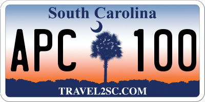 SC license plate APC100