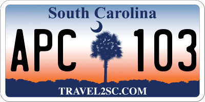 SC license plate APC103